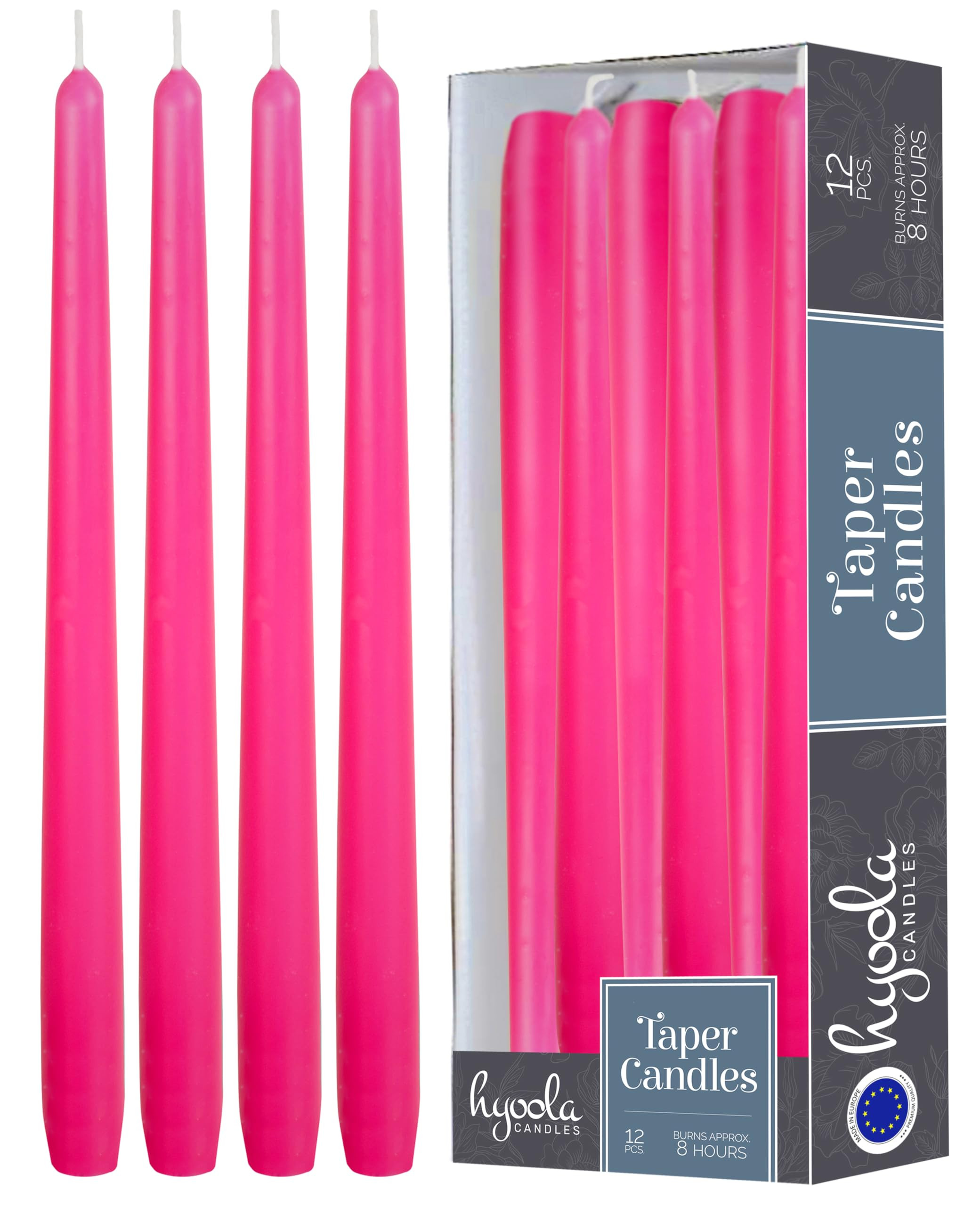 Hyoola 12 Pack Tall Taper Candles - 10 Inch Hot Pink - Fuchsia Dripless, Unscented Dinner Candle ... | Amazon (US)
