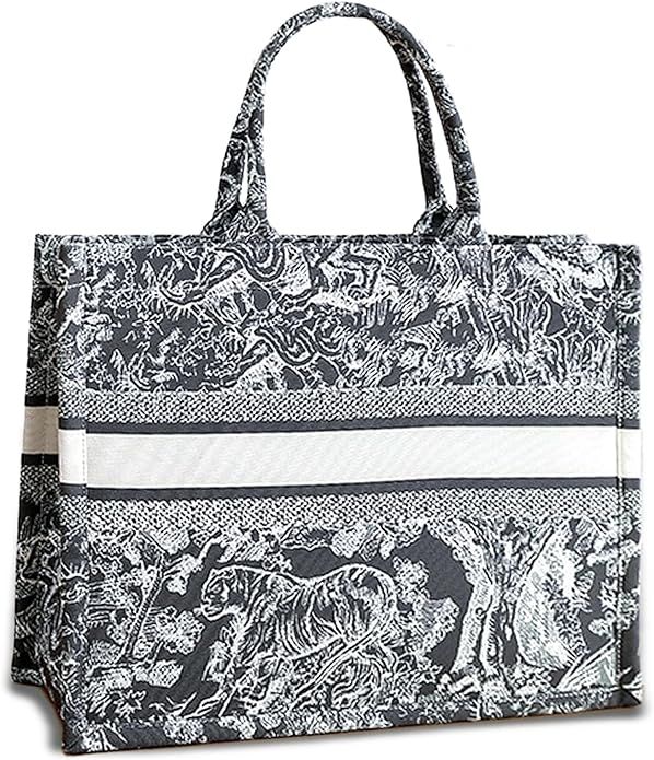 Tote bag luxury Women cotton linen shoulder Crossbody handbag large capacity Portable Travel Beac... | Amazon (US)