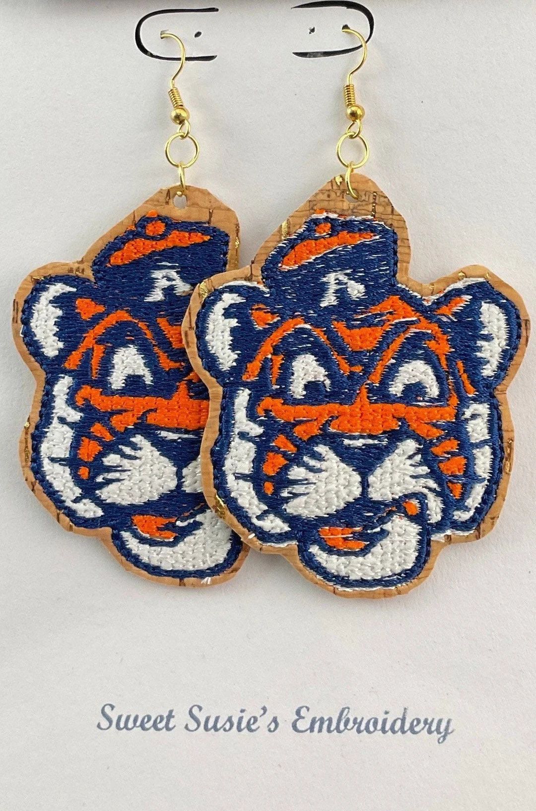 Auburn Game Day Earrings. Custom Embroidered on Cork Fabric - Etsy | Etsy (US)