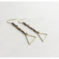 Triangle Drop Earrings, Simple Brass Long Gift For Her, Christmas Present Her | Etsy (US)
