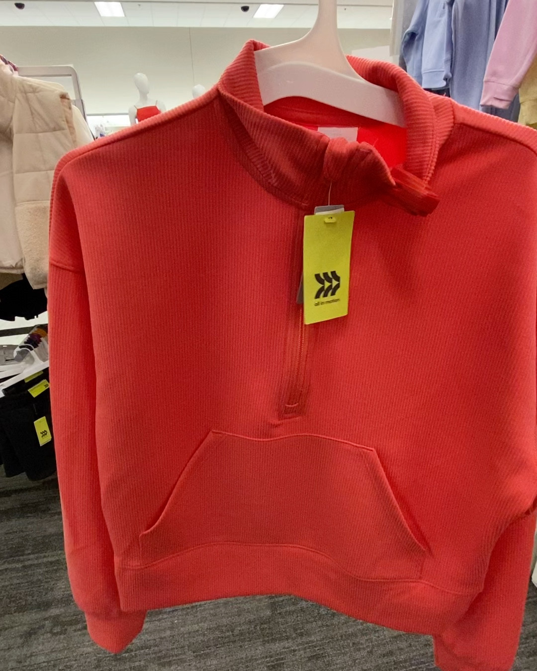 Pullover - $30; ribbed and comes in more colors; a shorter style pullover. Sharing the fit of my pink version for reference.   


#target #LTKActive #LTKFitness #spring #giftsforher #athleisure #pullover #1/2zip #1/4zip #LTKU #LTKOver40 

#LTKFindsUnder50 #LTKWatchNow #LTKStyleTip