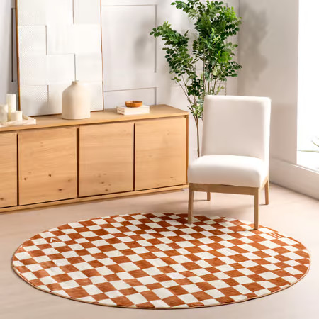 Orange Rasali Checkered Box 12' x 15' 9" Area Rug | Rugs USA