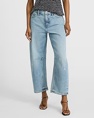 Mid Rise Light Wash Barrel Jeans | Express