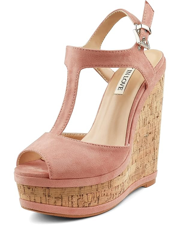 JOY IN LOVE Women's Wedges Sandals Platform Buckle Shoes | Amazon (US)