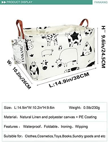FANKANG Storage Basket,Nursery Hamper Canvas Laundry Basket Foldable with Waterproof PE Coating S... | Amazon (US)