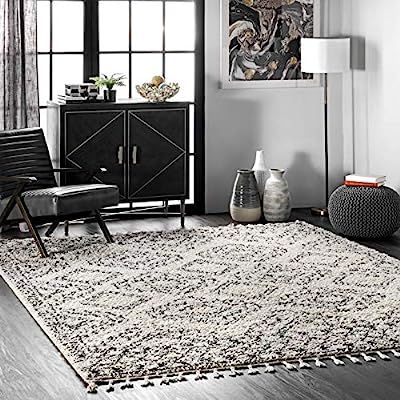 nuLOOM Vasiliki Moroccan Tribal Shag Area Rug, 4' x 6', Off White | Amazon (US)