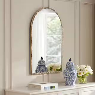 Medium Arched Gold Antiqued Classic Accent Mirror (35 in. H x 24 in. W) | The Home Depot