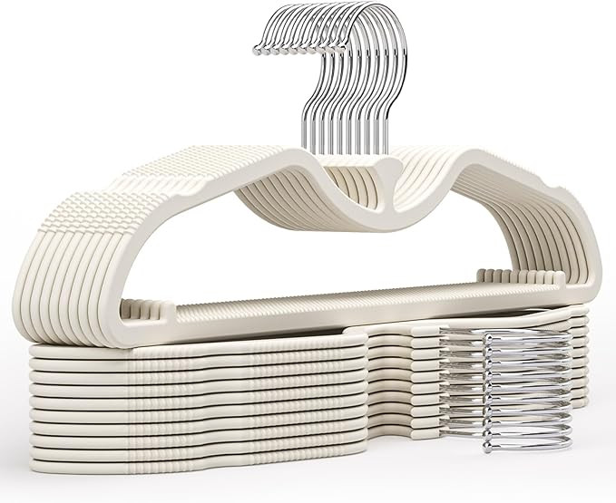 20 Pack Upgraded Short Neck Vertical Space Saver Hangers, 360 Degree Swivel Hooks, Non-Slip Hange... | Amazon (US)