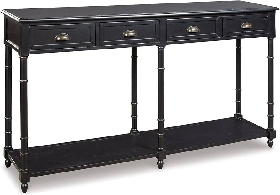 Signature Design by Ashley Eirdale Vintage Casual 4 Drawer Console Sofa Table, Black | Amazon (US)