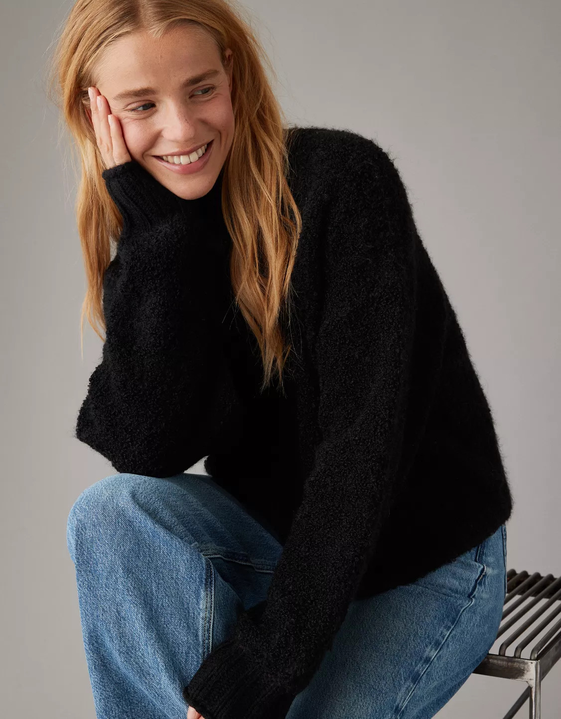 AE Bouclé Mock Neck Sweater | American Eagle Outfitters (US & CA)
