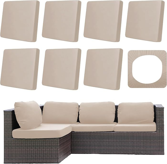8Pcs Outdoor Cushion Covers, Patio Cushion Covers,Stretch Elastic Slipcovers, Replacement Washabl... | Amazon (US)