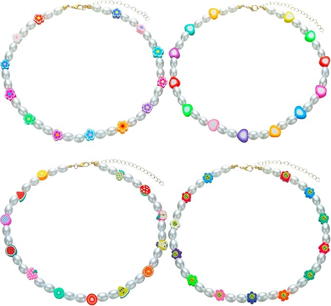 Taouzi Y2k Necklace Beaded Necklace Y2k Beaded Choker Necklace Faux Pearl Choker Necklace for Wom... | Amazon (US)