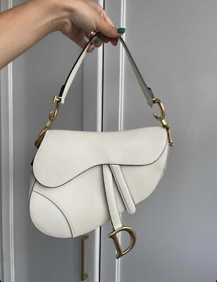AUTHENTIC Christian Dior White Calfskin Saddle Bag Designer Bag *$4,500+ RETAIL* | eBay US