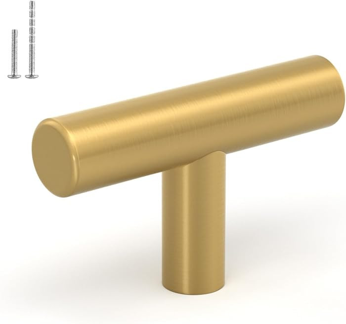 LONTAN 12 Pack Gold Cabinet Knobs, Brushed Brass Dresser Knobs, 2 Inch | Amazon (US)