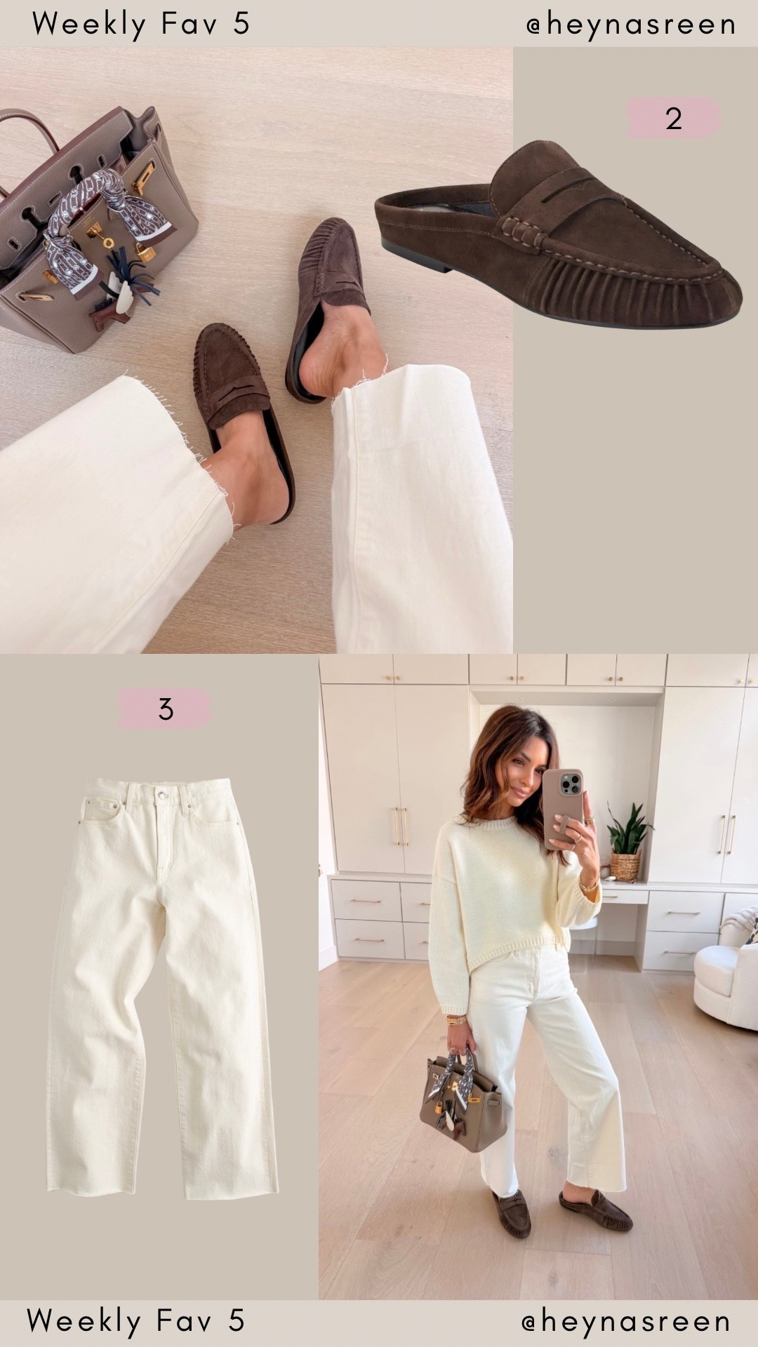 Fav 5: 
#2: Marc Fischer LTD loafers, so comfy and reminds me of my YSL ones! 
#3: Madewell off white denim, did my true size 24 but did regular length instead of cropped 