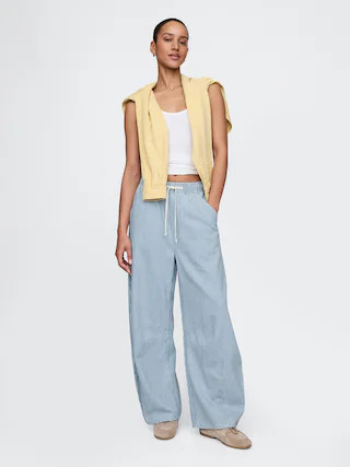Mid Rise UltraSoft Denim Stripe Easy Horseshoe Jeans | Gap (US)