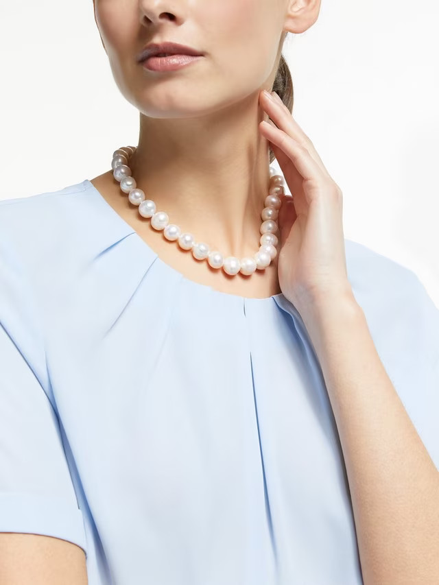 LidoPearls Extra Large Freshwater Pearl Single Row Necklace, White | John Lewis (UK)