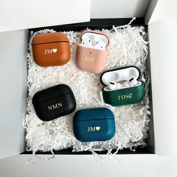 Personalized Airpods Pro Pebble Leather Case Initials Grain - Etsy | Etsy (US)