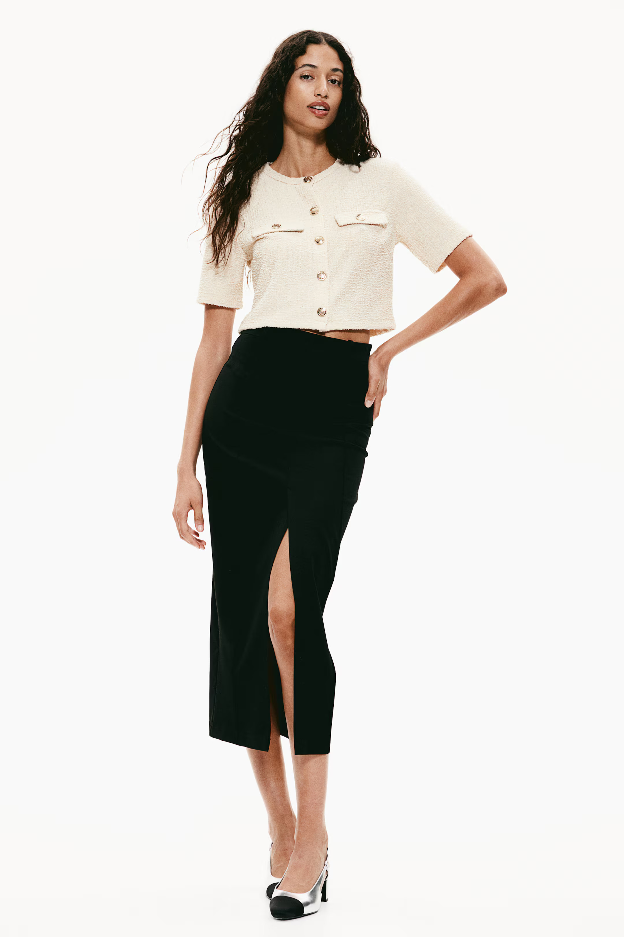 Bouclé vest met korte mouwen | H&M (DE, AT, CH, NL, FI)