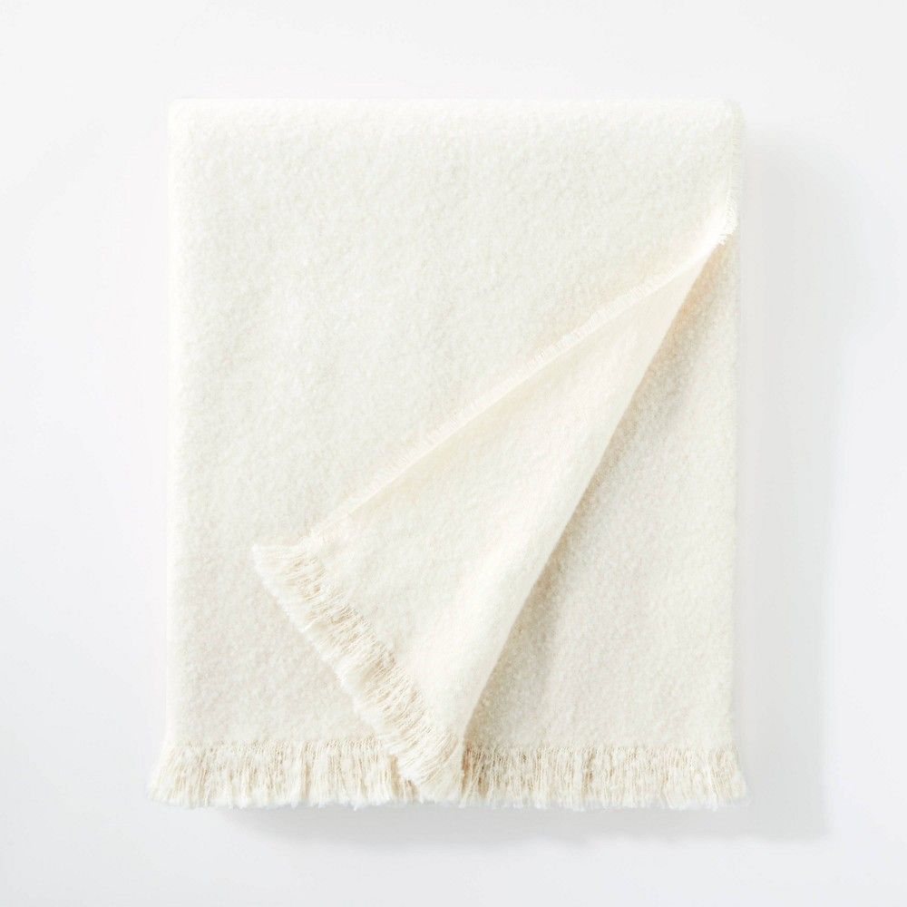 Boucle Faux Mohair Throw Blanket Cream - Threshold designed with Studio McGee | Target