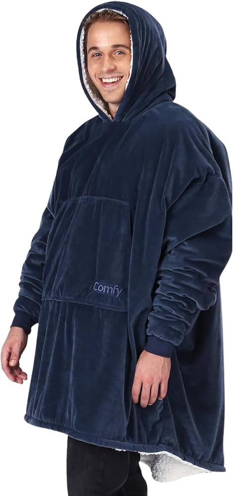 THE COMFY Original | Sherpa Lined Microfiber Fleece Wearable Blanket, Oversized Design with Hood ... | Amazon (US)