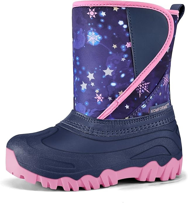 K KomForme Kids Snow Boots Fur Lined Warm Water-resistant Anti-Slip Winter Boots for Toddler/Litt... | Amazon (US)