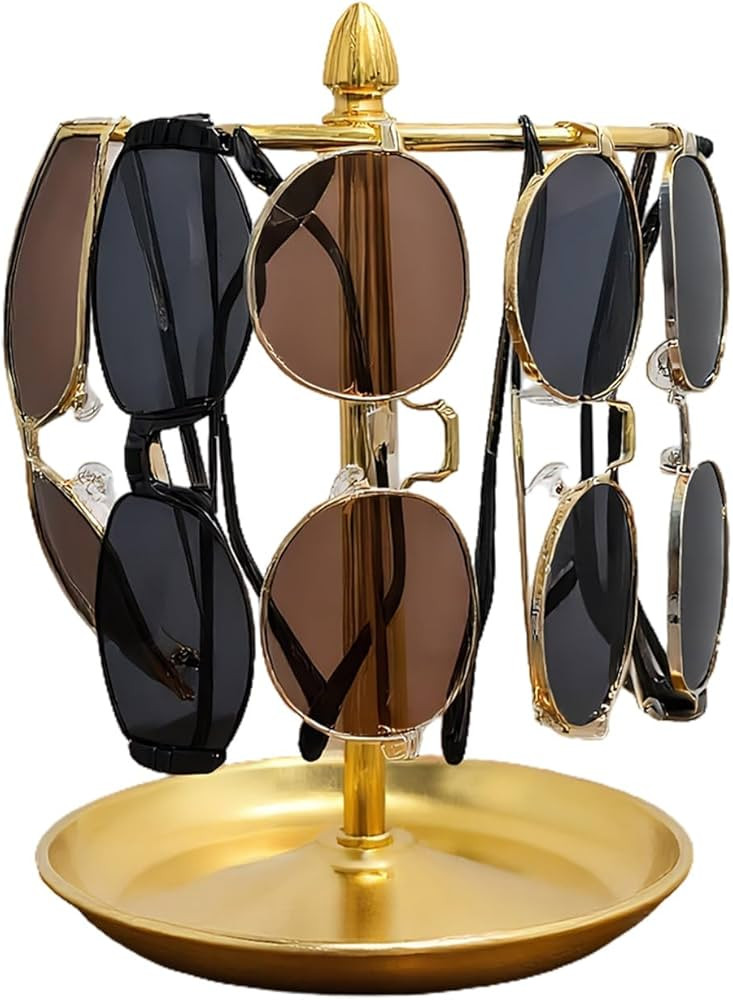 Sunglasses Organizer, Glasses Display Stand for 12 Pairs, Base Storage for Jewelry (Metal+Gold) | Amazon (US)