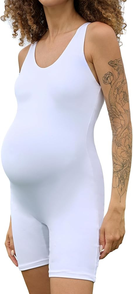 BRLIDO Women's Maternity Bodysuit Pregnancy Shapewear Romper Jumpsuit Sleeveless Tank Top Shorts | Amazon (US)