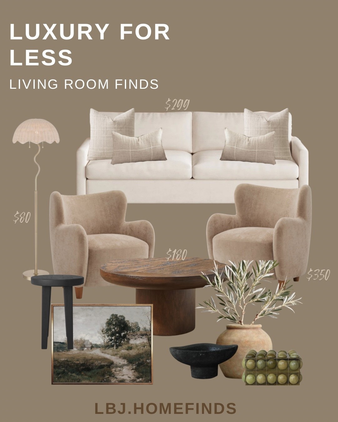 Luxury living room look… without the luxury price tag 🤎

These neutral living room finds create a warm, designer-inspired space for under designer prices. Think cozy textures, earthy tones, and elevated decor pieces that instantly upgrade your space.

My favorites:
• Designer-style accent chairs
• Statement round wood coffee table
• Neutral sofa with layered pillows
• Affordable decor that looks high-end

Everything is linked in my LTK for easy shopping.

Follow @lbj.homefinds for daily luxury for less home finds.

#luxuryforless #neutralhome #livingroomdecor #homedecorfinds #amazonhomefinds #affordablehome #cozyhome #neutraldecor #ltkhome #interiordesigninspo