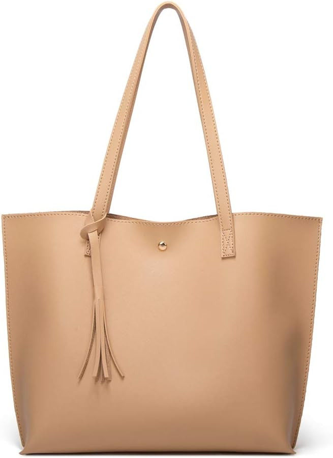 Dreubea Women's Soft Faux Leather Tote Shoulder Bag from, Big Capacity Tassel Handbag | Amazon (US)
