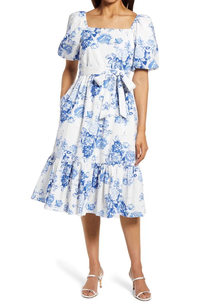 Toile Clip Dot Puff Sleeve Dress | Nordstrom