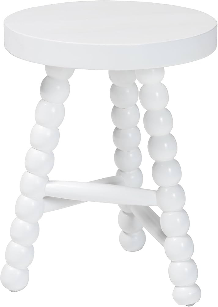 Bali & pari David Acacia Wood Multipurpose Accent Stool, White | Amazon (US)