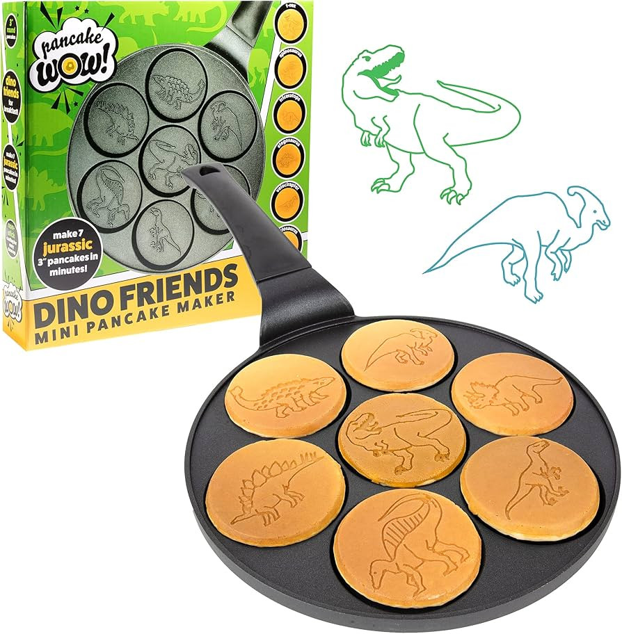 Dino Mini Pancake Pan - Make 7 Unique Flapjack Dinosaurs, Nonstick Pan Cake Maker Griddle for Jur... | Amazon (US)