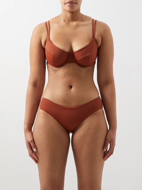 Form And Fold - The Base D-g Half-cup Underwired Bikini Top - Womens - Brown | Matches (US)