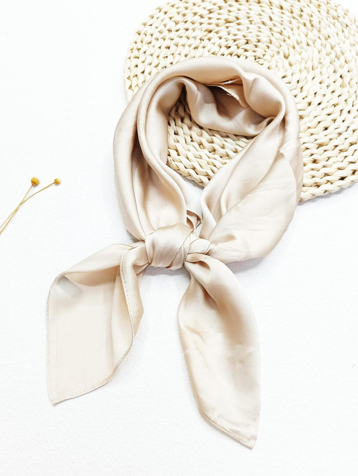 1pc Women's Silk Chiffon 70*70cm Square Scarf Headscarf For Daily Use Bandana,Hair Band,Head Band... | SHEIN