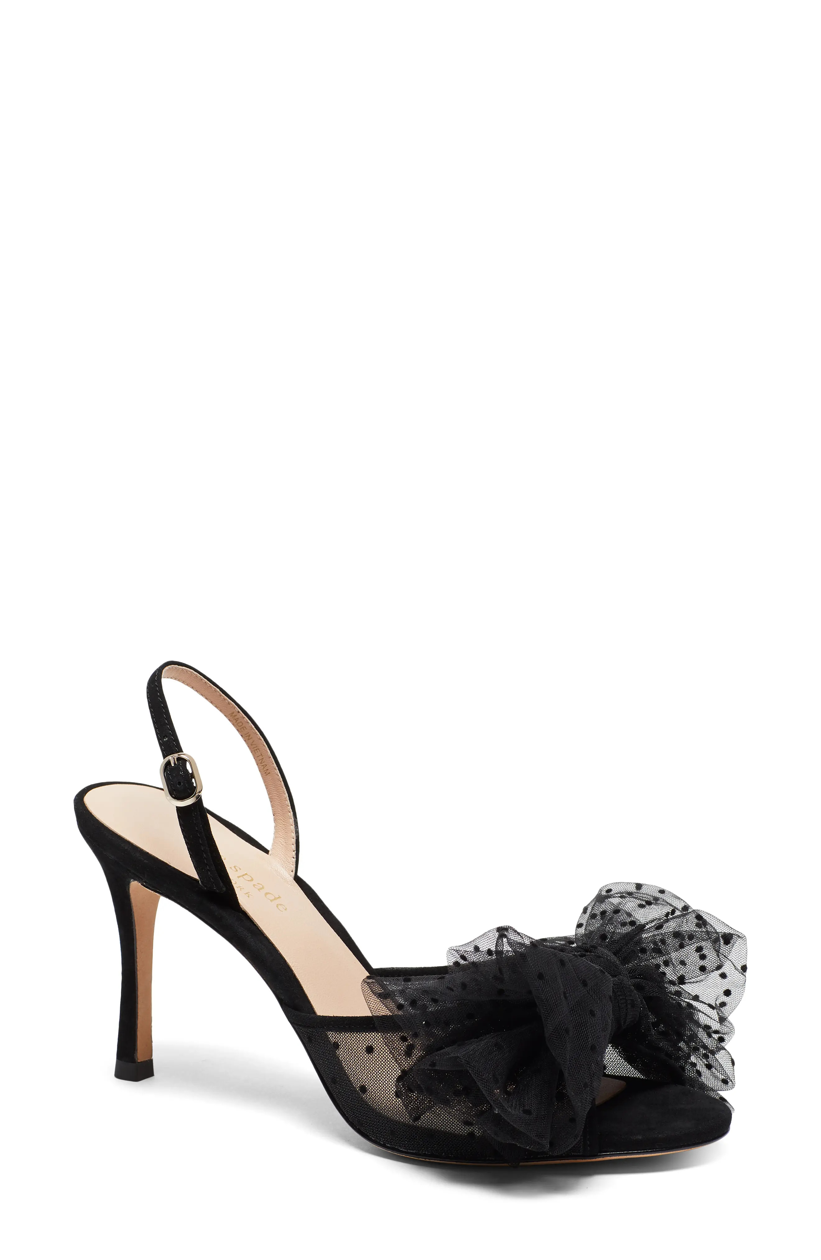 kate spade new york bridal sparkle slingback sandal in Black Fabric at Nordstrom, Size 7.5 | Nordstrom
