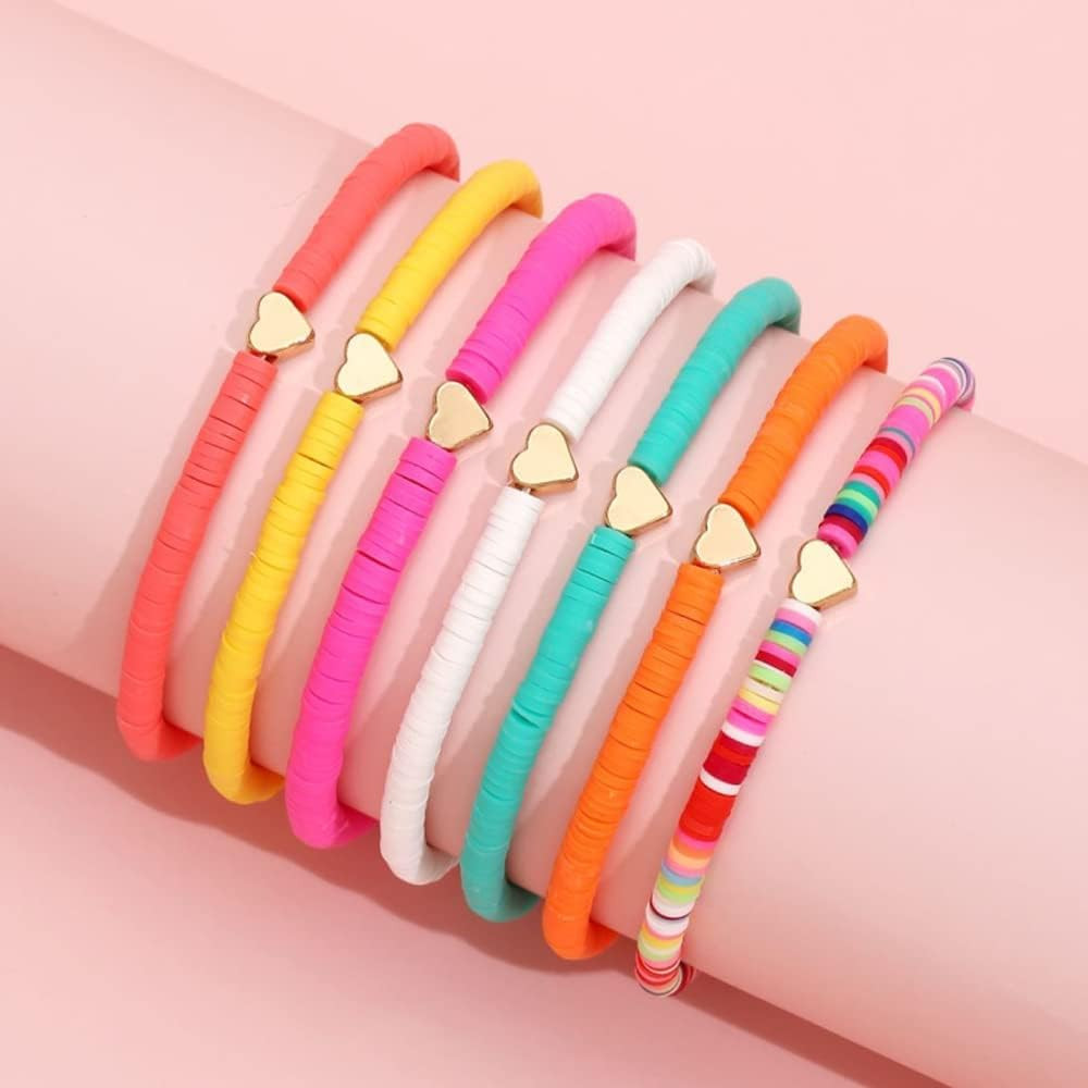 7pcs/Pack Bohemia Polymer Clay Beaded Bracelets Colorful Surfer Stretch Stackable Bracelet for Wo... | Amazon (CA)