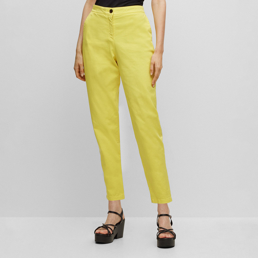 Yellow Tolinda Cotton Blend Trousers | BrandAlley