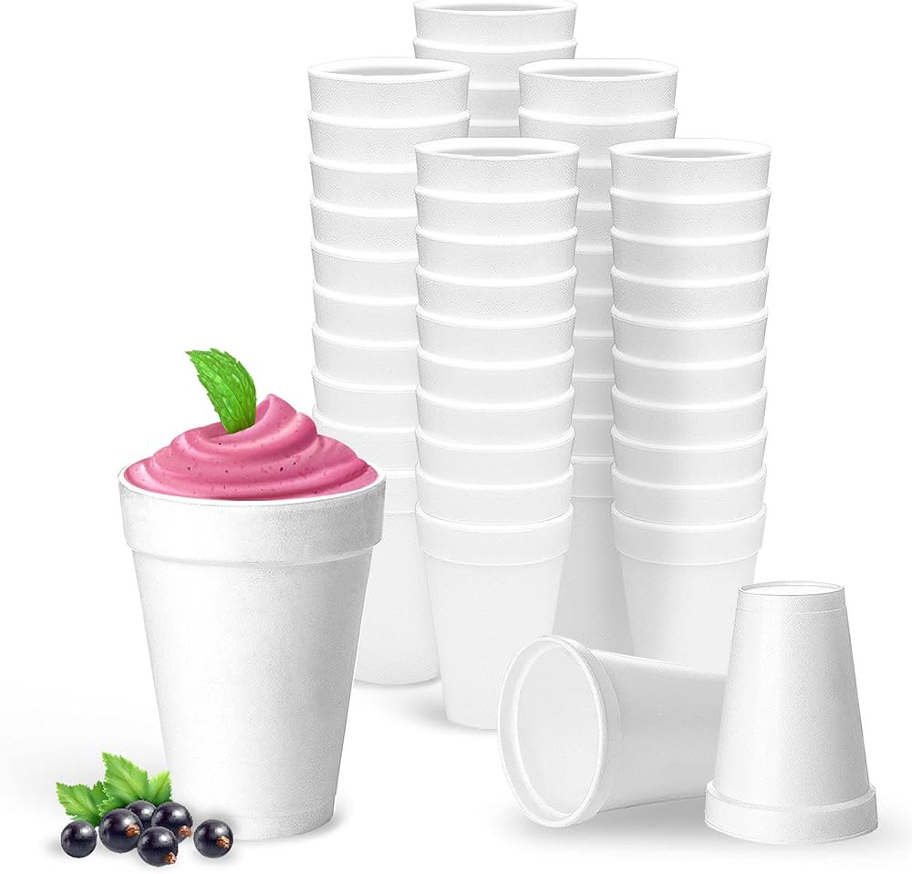 16 Oz Disposable Foam Cups (50 Pack), White Foam Cup Insulates Hot & Cold Beverages, Made in the ... | Amazon (US)