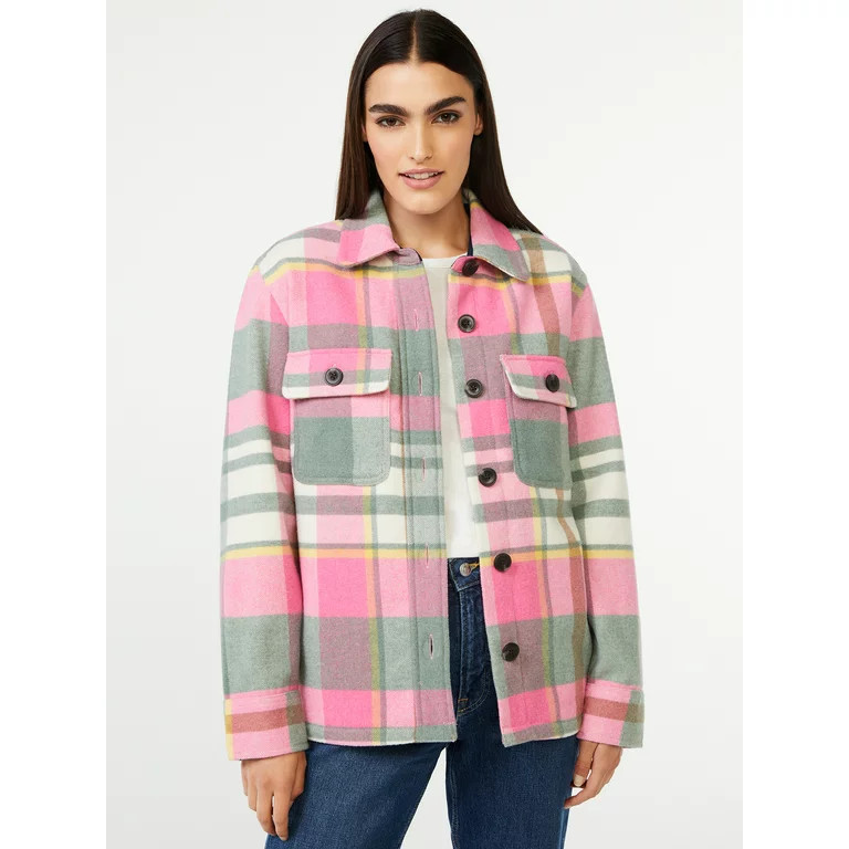 Free Assembly Women's Wool Blend Shirt Jacket | Walmart (US)