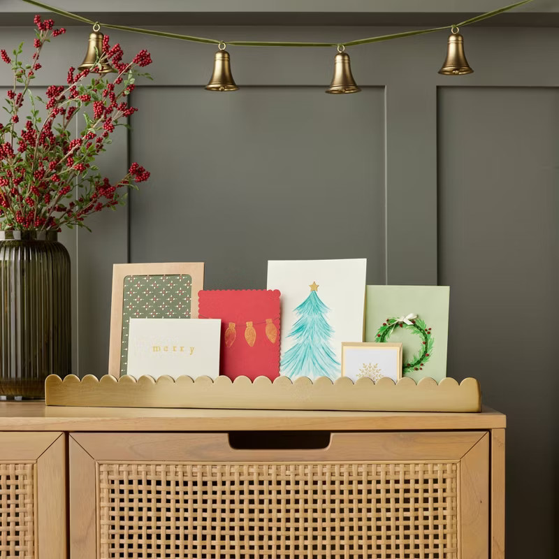 22" Scalloped Brass Christmas Card Holder Antique Finish - Hearth & Hand™ with Magnolia | Target