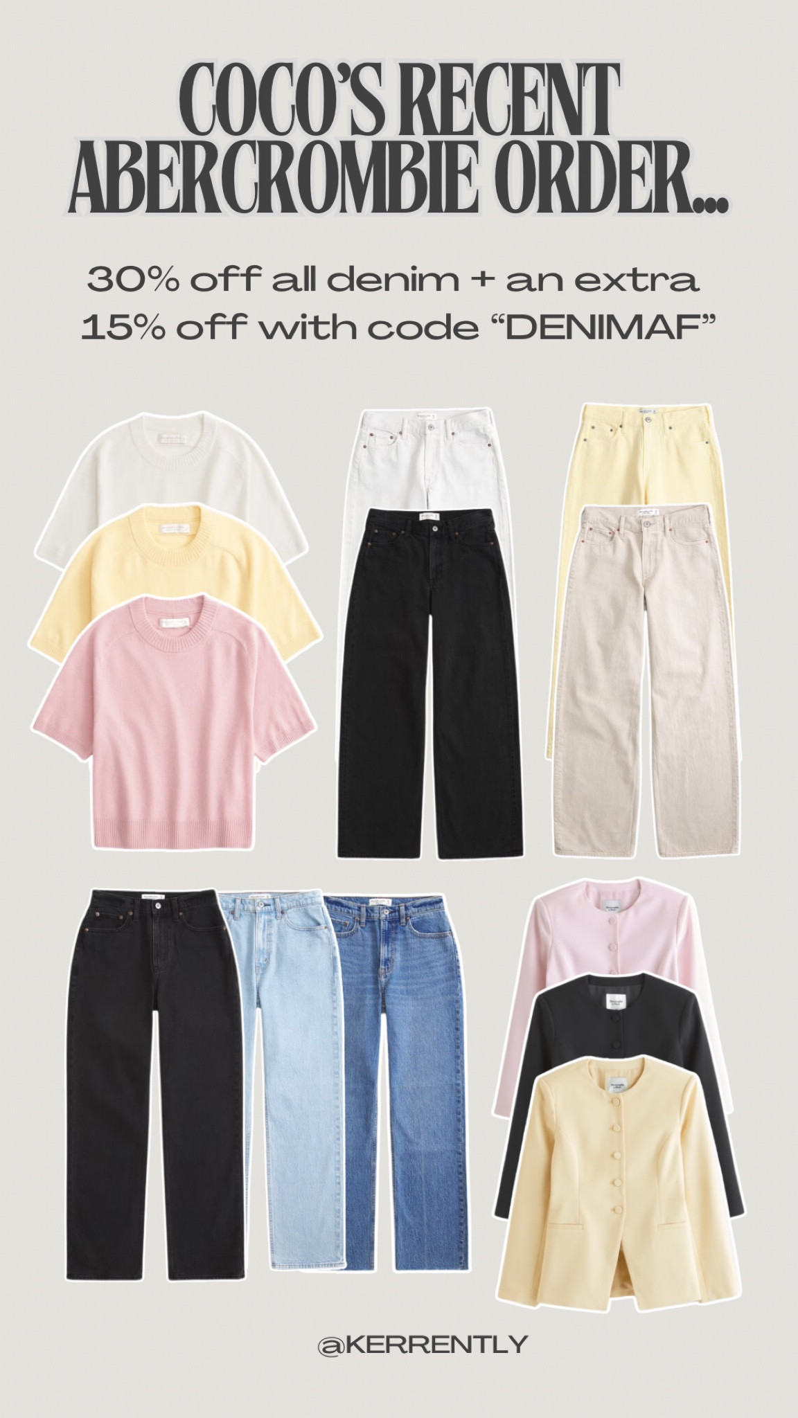 The @abercrombie denim sale is here! Linked everything from my recent order + more color options 💛 All denim is 30% off + everything else is 20% off! Use code “DENIMAF” for an extra 15% off at checkout! #abecrombiepartner 

#LTKSaleAlert #LTKSeasonal #LTKFindsUnder50