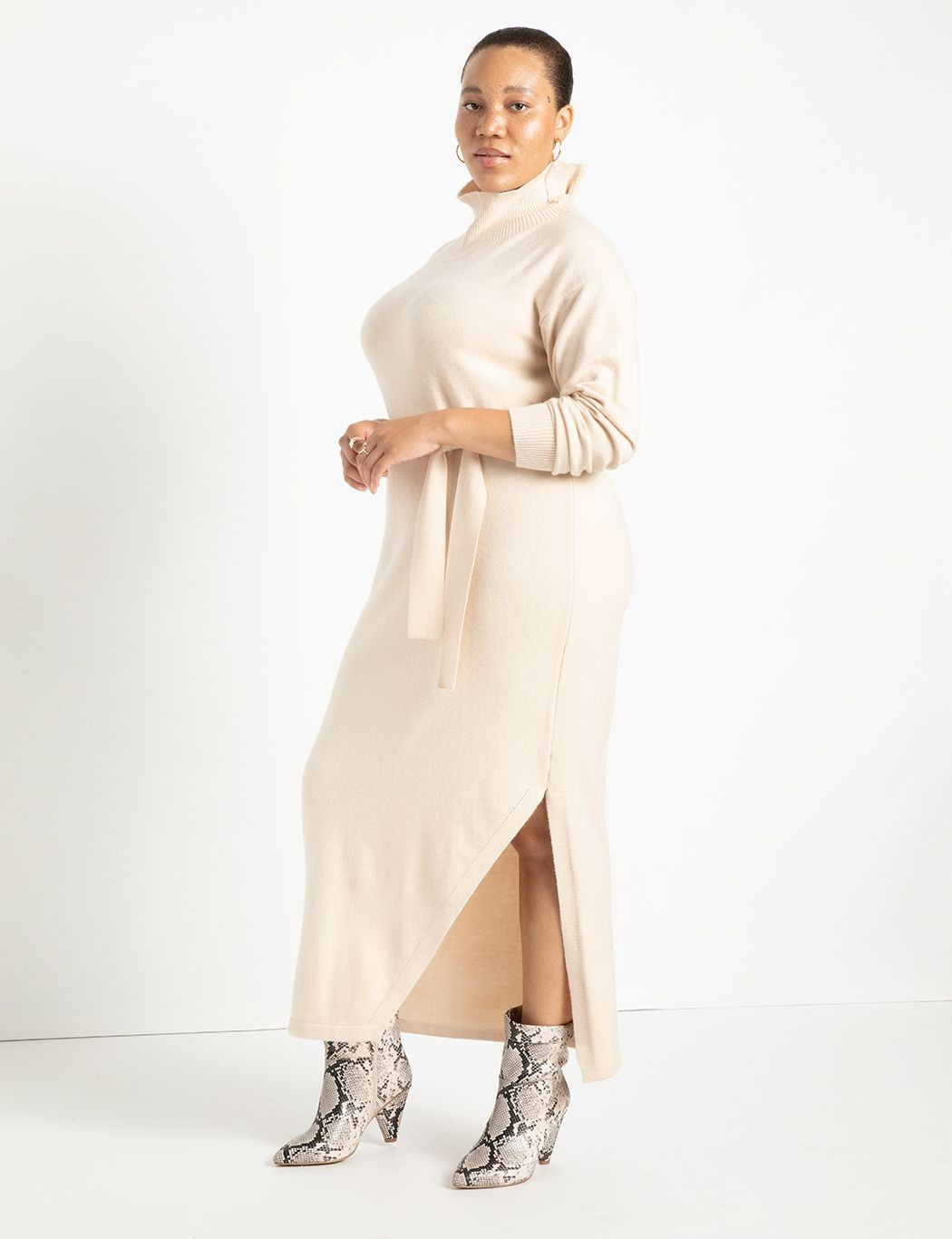 Funnel Neck Long Sweater Dress | Eloquii