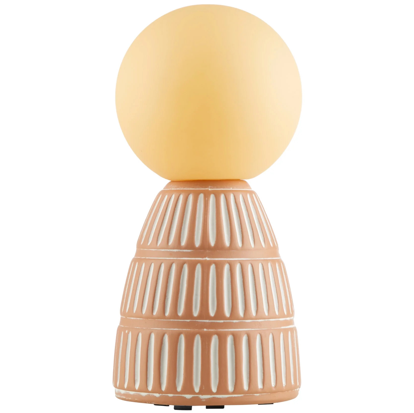 Beautiful 9.75" Ceramic Brown Ribbed Rechargeable/Cordless Frosted Globe Table Lamp by Drew Barry... | Walmart (US)