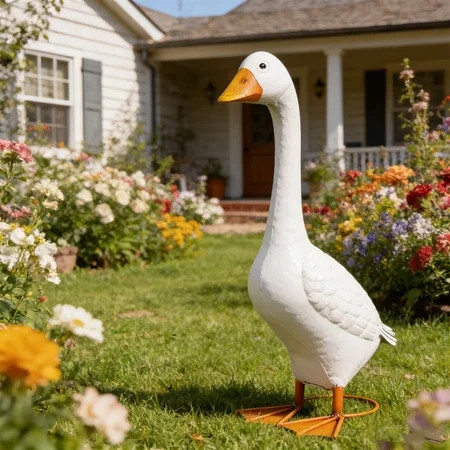 Large Full Size Porch Goose Statue, White Goose Figurine for Indoor Outdoor Decor, Garden Sculptures & Statues for Front Porch Patio Yard | Walmart (US)