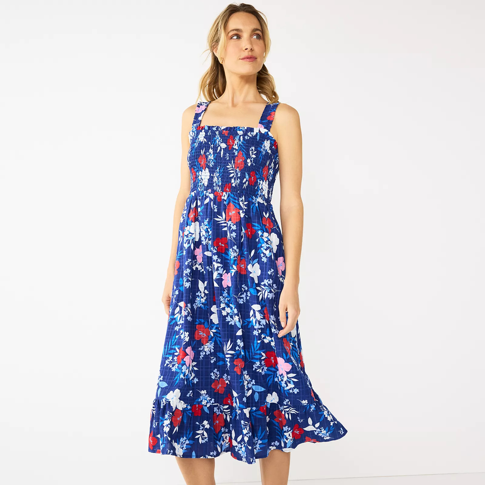 Plus Size DRAPER JAMES RSVP™ Plus Smocked Bodice Midi Dress | Kohl's