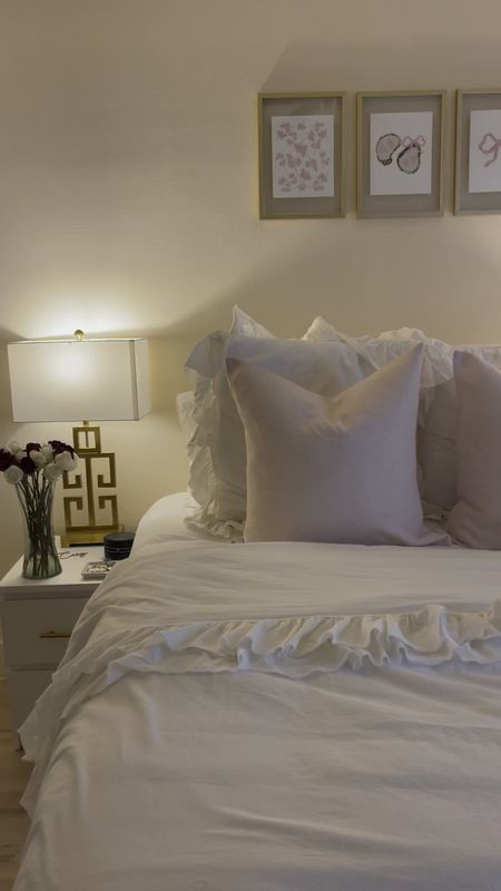 Pottery barn teen//girly bedroom//ruffle duvet//room decor//blush pillows//Greek key lamps 

#LTKhome