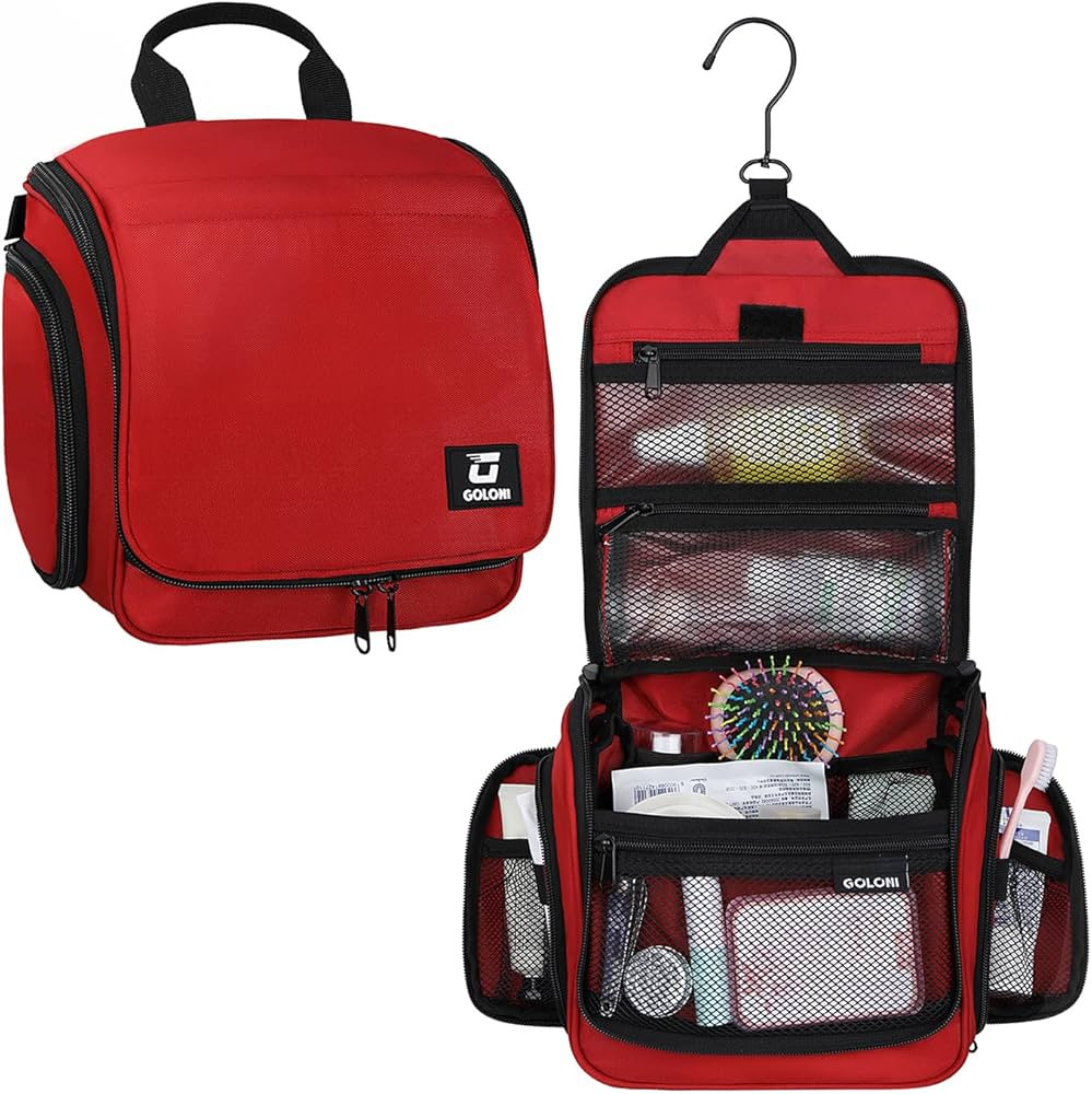 Goloni Hanging Toiletry Bag with Hook, Large Makeup Bag Travel Organizer, Water-Resistant Hanging... | Amazon (US)