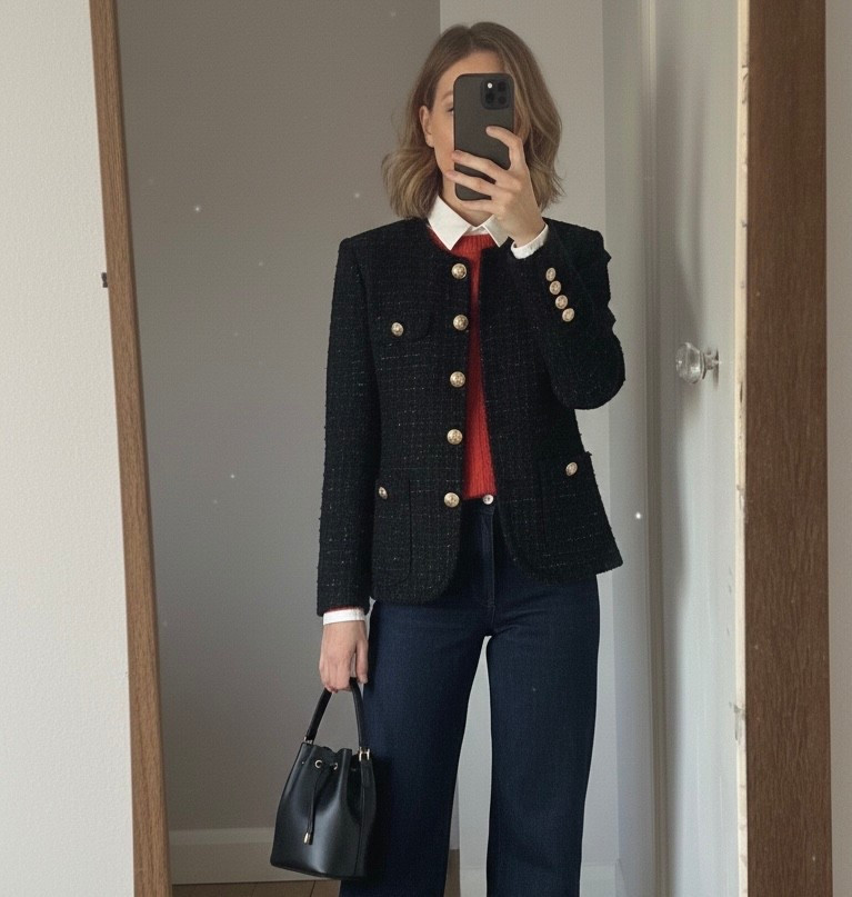 A smarter way to wear your red sweater. 