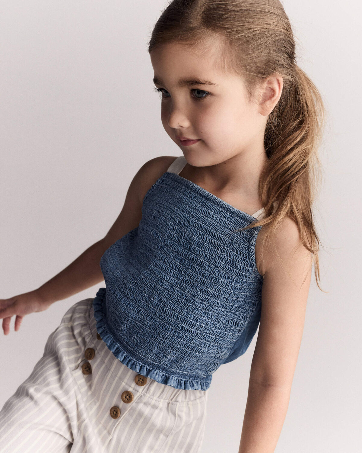 Toddler Girl Smocked Peplum Top in Chambray | Carter's Inc